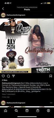 Advertisement for Derez Deshon at The Living Room (formerly Club Element)