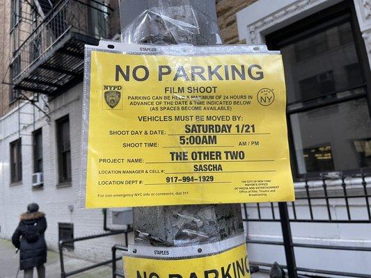 No parking sign on Saturday starting at 5 am - this is not right for Chelsea residents