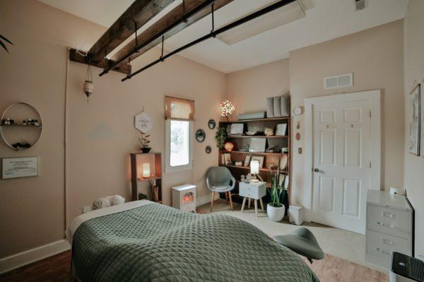 The treatment room at Blue Lotus Massage & Aftercare.