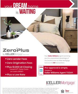 Helping buyers save money in closing costs with the Zero Plus Loan program from Keller Mortgage. They waive lender fees, saving thousands!