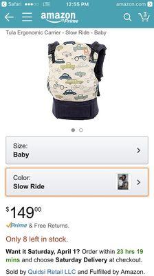 Retail photos of the Tula & infant carrier I was selling and the Lillebaby I wanted to buy.