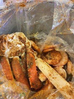 Crab legs, shrimp