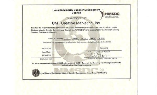 Minority Business Certificate