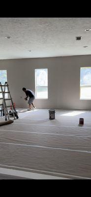 Painting the kids room at Carbons church in Montgomery county tx. Here we installed Sheetrock onto brick wall interior and painted the room.