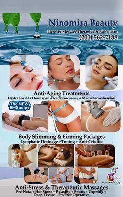 Massage 
Facials 
Colon hydrotherapy