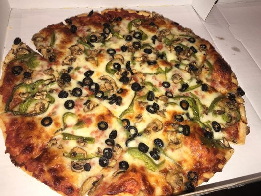 Thin crust veggie to go