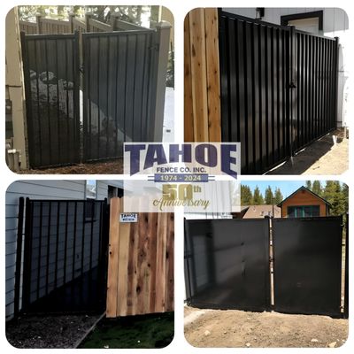 Tahoe's non-combustible screened steel fences & gates, covered with perforated & solid metal screening at Lake Tahoe.