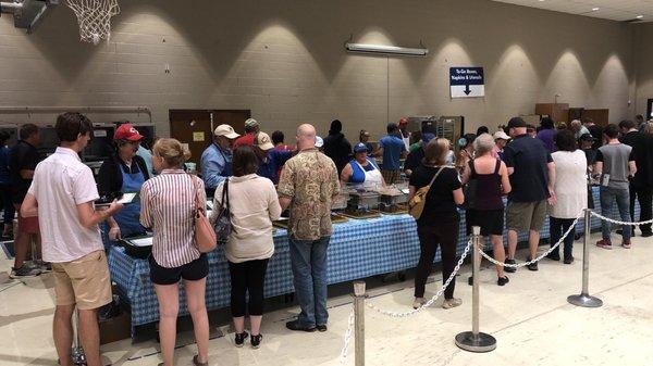 The indoor serving line.  Same food available outside.