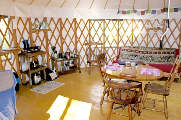 View from inside Mt Brook Yurt, 24' diameter magic circle for your own unique personal retreat.