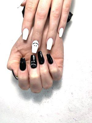 Black and white nails