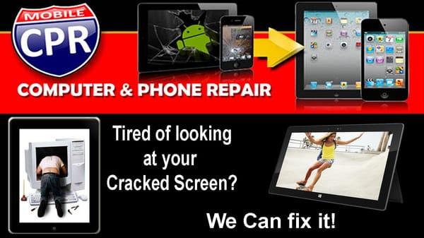 we fix Broken Screens on ipads, tablets, Cell Phones and Laptops