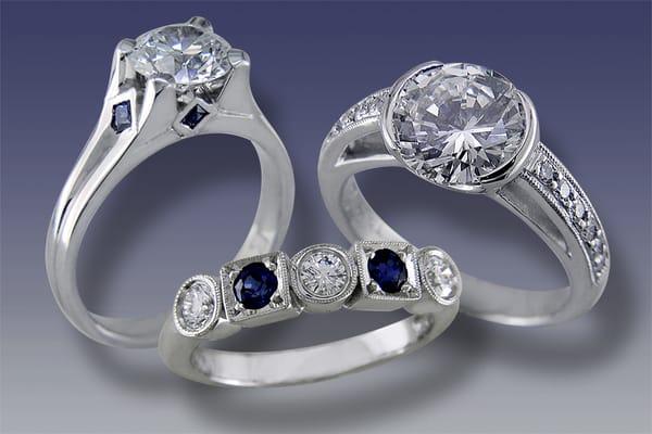 Diamonds & sapphires beautifully  designed in platinum or white gold.