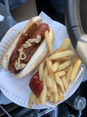 Hot Dog with Chili is very good - $3.50