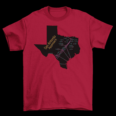 Texas graphic tee with the San Antonio flight map.