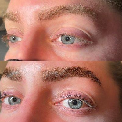 Eyebrow lamination & lash lift with tint.