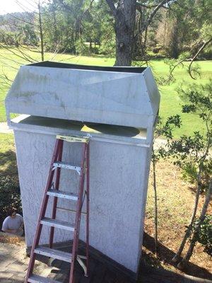 Wind Band Before installation. Chase pan underneath was rusted and allowing water entry.