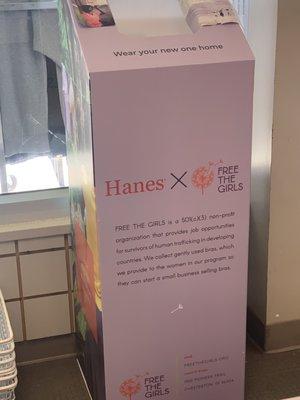 Donation box located within store.