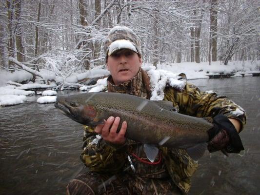 One of my favorite Lake Effect Snowy Steelhead Photo's. Nice one!