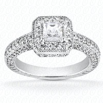 halo Style DIamond Ring with A cushion Cut diamond Center