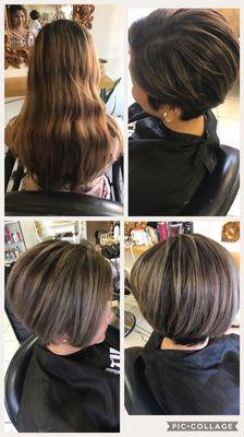 Before and after - Hairstylist Norma Flores previously Hairstylist at Shampoo's Hair Salon.