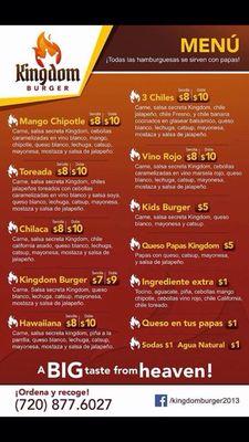 Our menu in spanish