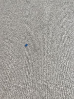 Stains left by crew on new carpet