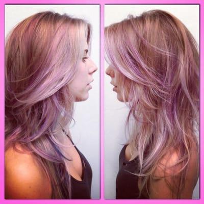 Fun pastel tones that jazz up a natural blonde with balyage techniques