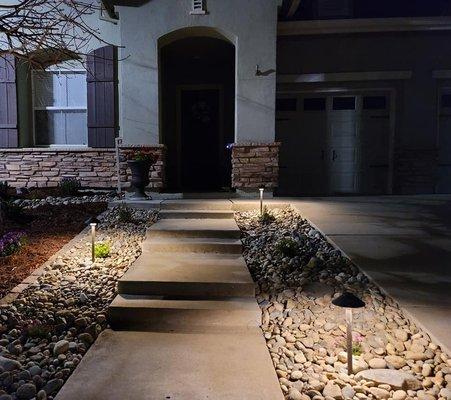 Professional lighting project we just completed along steps.