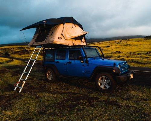 One of our Blue Jeeps out in the wild of Maui