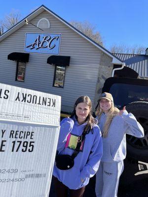 the ladies posting up outside the ABC trna get our buzz on... after we drive home of course