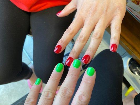 Green and red nails