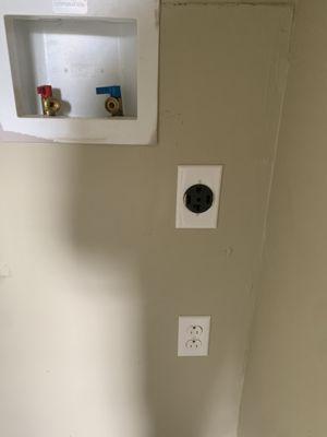 Washer and dryer receptacle installed