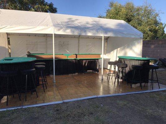 Craps table and Two blackjack tables the tent was a 20x10 I believe