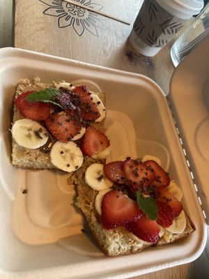 Banana, strawberry, Nutella, & peanut butter toast