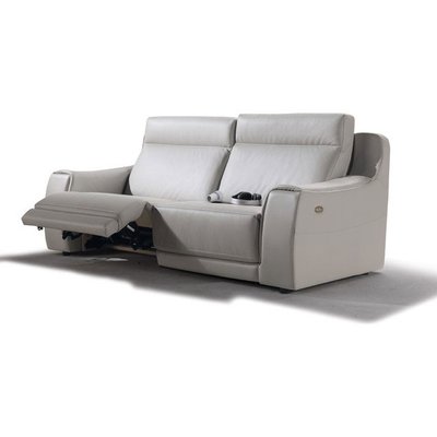 Funes sofa with 2 recliners is on display. Made by IDP Italia