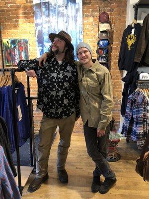 Brock and Rippy are looking good in Burlington's very own, One World Brothers, cotton long sleeve and flannel.