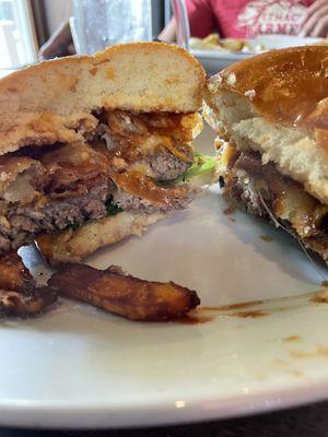 Holy moly that's a big burger! The fries were delicious.