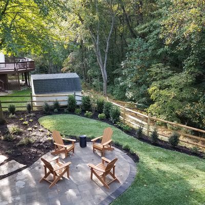 View of patio from deck