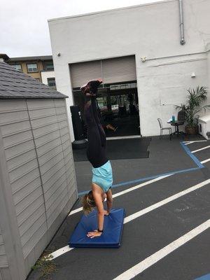 Her first handstand lesson