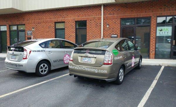 Spot graphics installed on cleaning company cars.