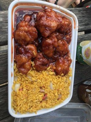 General Tso's Chicken w/ Roast Pork Fried Rice