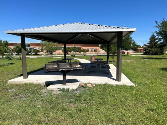 Covered picnic area with grill