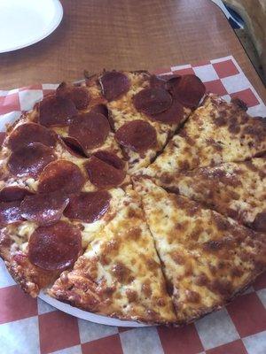 Half Cheese Half Pepperoni Pizza