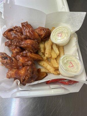 BBQ Flavor Party Wings W/ Fries Ranch Dipping sauce