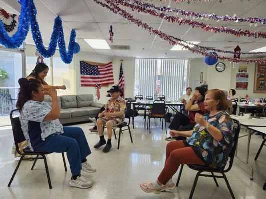 Exercise at Adult Day care, For more information about Adult Thai and Asian day care  (323) 384-7057