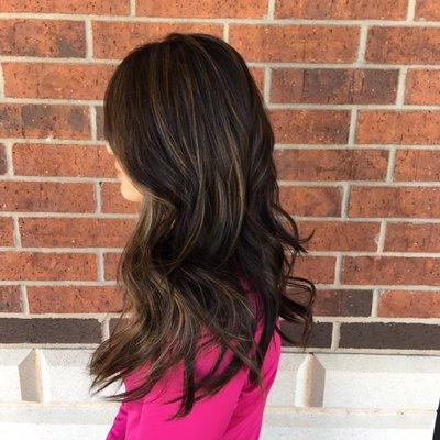 Caramel highlights with long layers