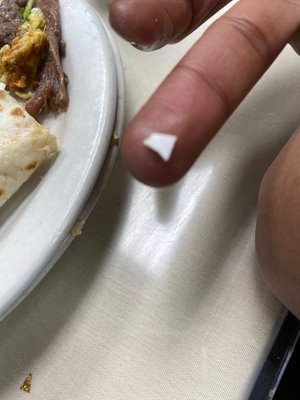 eggshell found in my breakfast taco