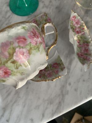 Broken saucer that went with the teacup pictured, belonged to my grandmother.