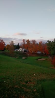 View of the club house and green from the 9th Tee (par 3)