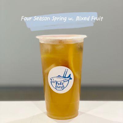 Made with fresh fruit (slices) and freshly brew four season spring tea